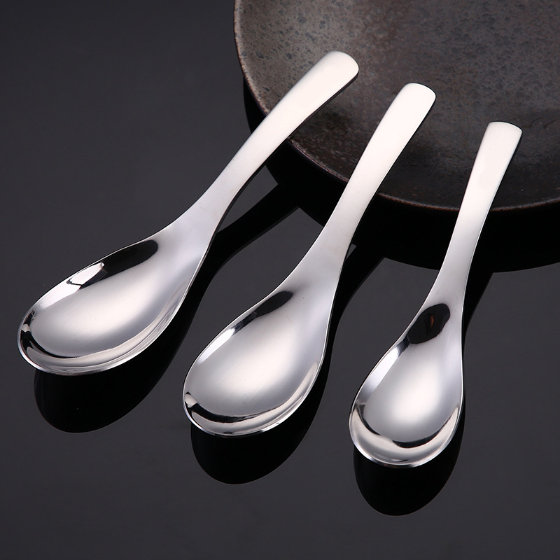 304不锈钢加厚勺子宫廷圆底勺家用汤匙调羹儿童汤勺吃饭勺