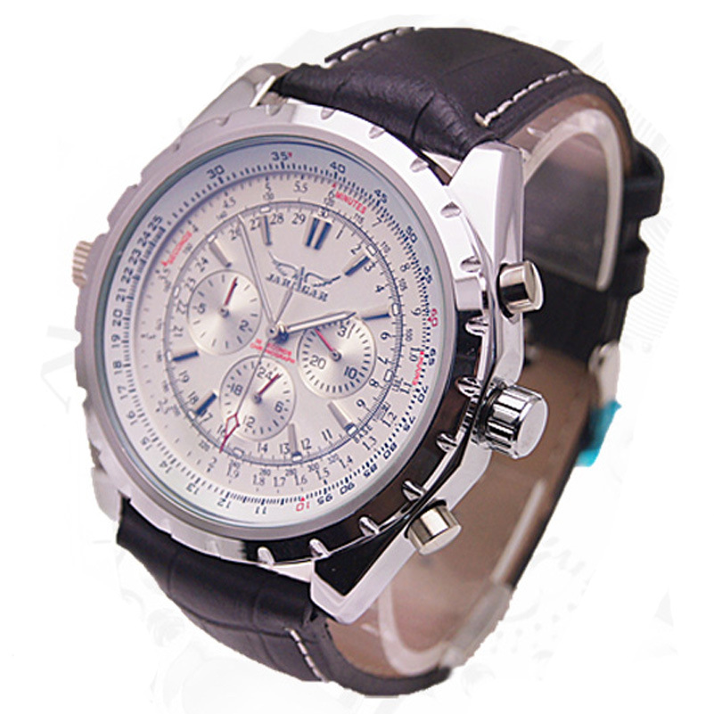 JARAGAR reloj mecánico automático de negocios para hombres correa de vidrio de luz azul reloj mecánico volante A212