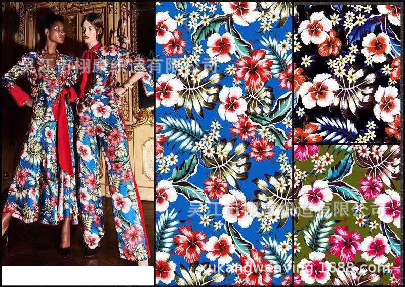 高端真丝桑蚕丝睡衣睡裙面料数码直喷印花【厂家供应】花型