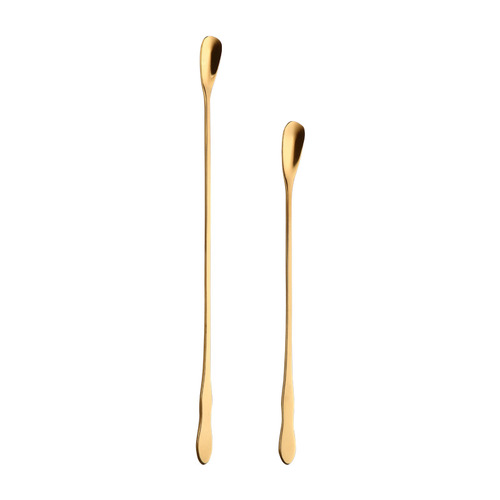 Stainless steel 410 creative cold drink milk tea coffee stirring spoon dessert spoon long handle square head melon seed honey spoon