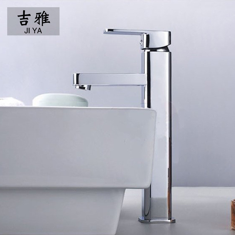 Grifo cuadrado caliente y frío solo agujero único mango lavabo grifo