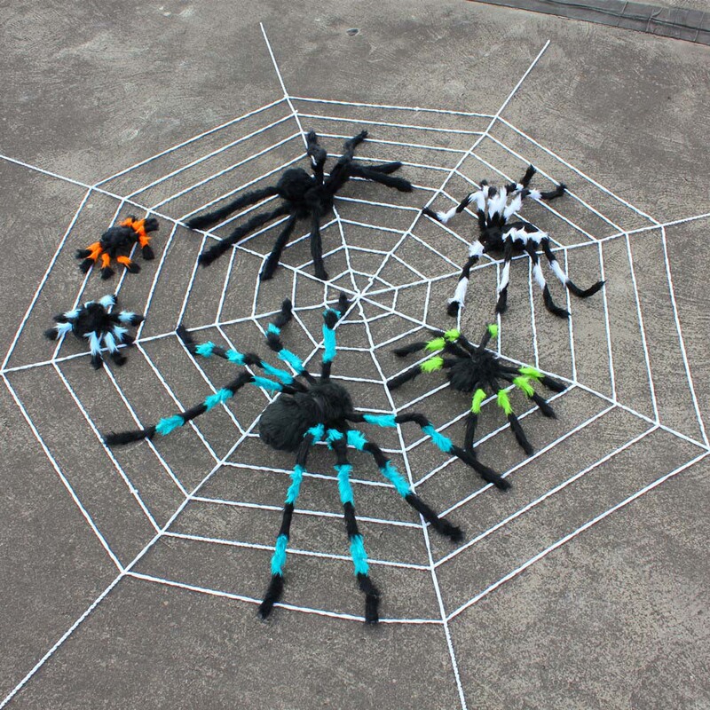 10000 Holy Festival Props Ghost Festival Decorative Cloth Field Supplies Hair Spider 3 Meters White Black Spider Web Spider Cotton Set