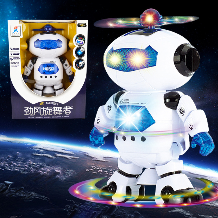 robot Model Toys 360 rotate Infrared Dance music Space robot children Toys 444-2