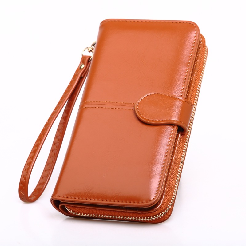 Cross border goods in stock Oil skin wallet have more cash than can be accounted for Fold Mobile phone bag zipper Coin bag Card package Ferrule handbag H680