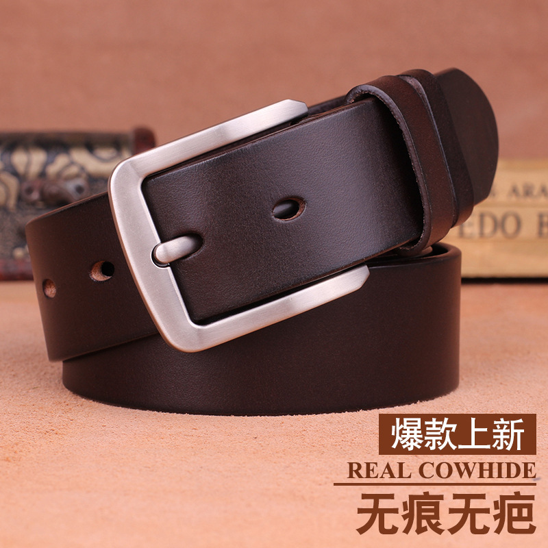 Manufactor Direct selling Italy The first layer cowhide belt Versatile Pin buckle man Belt durable cowhide waist belt