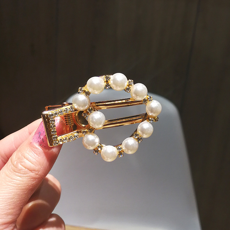 New Baroque Duckbill Clip Hairpin Side Clip Pearl Inlaid Diamond Headdress Wholesale display picture 6