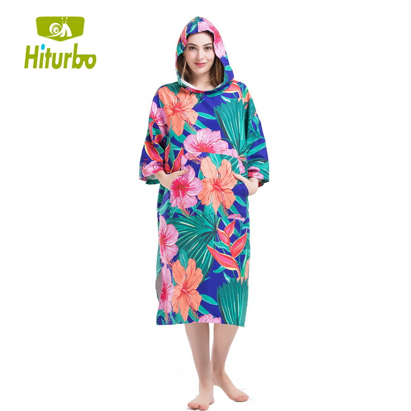 (2개) HITURBO 다이빙 망토 해변 목욕 가운 타월 인쇄 빠른 건조 눈부심 망토 변경 투어 수영 온천