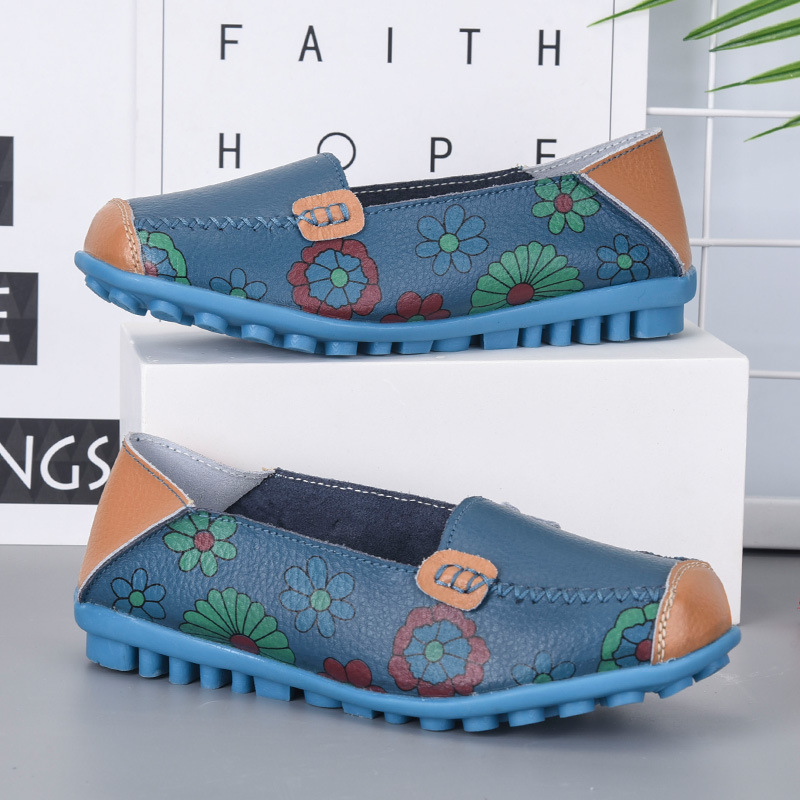 Spring and Autumn New Women's Shoes Leather Printed Shoes Lazy Shoes