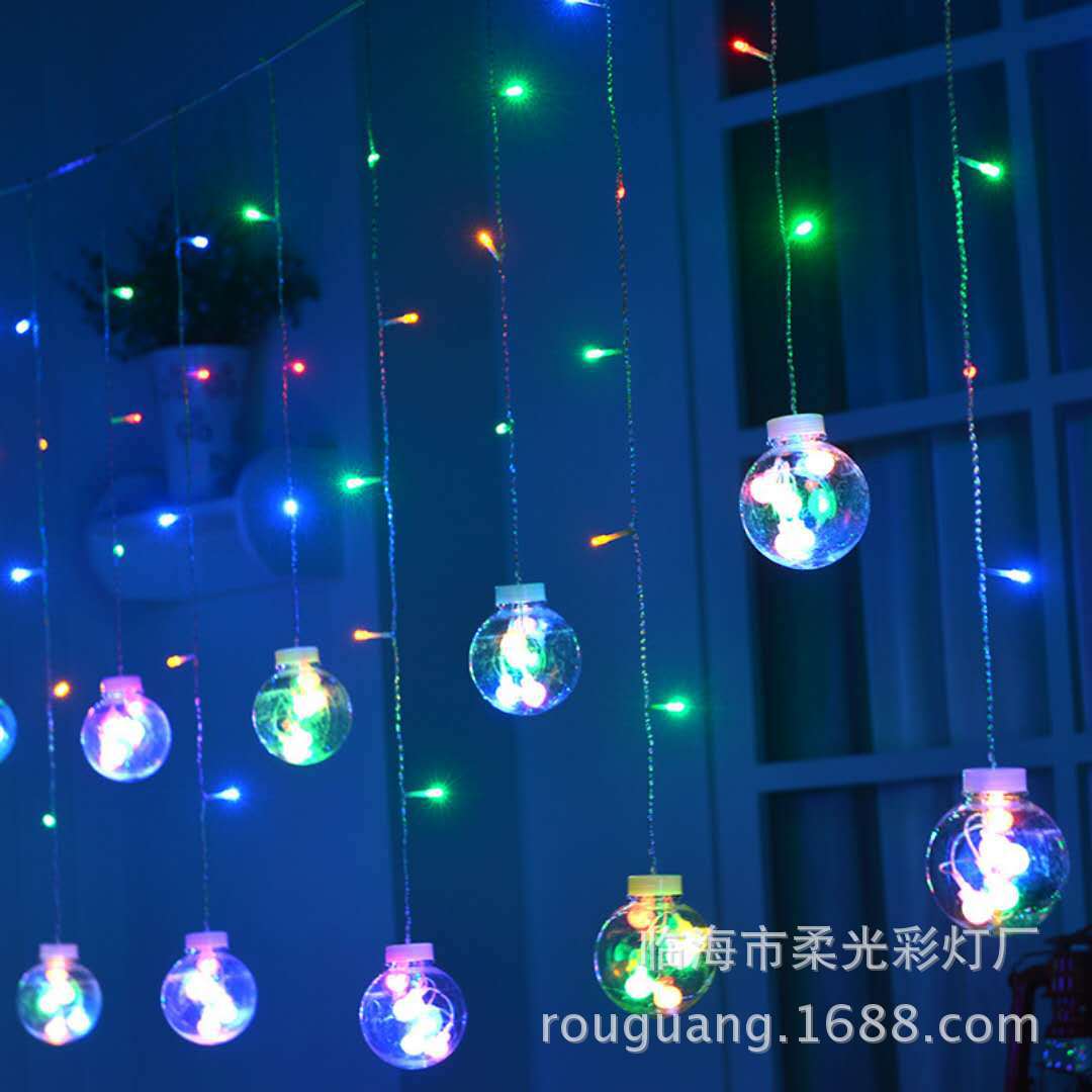 led圆球彩灯许愿球led节日窗帘灯串心愿球LED球中球灯led节日彩