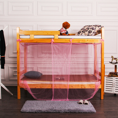 Wholesale Student Dormitory Bed Net Single Floor-standing Square Top Home Room Old-style Upper and Lower Bunk Bed Net Manufacturer