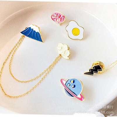 日系活泼可爱星球煎蛋富士山胸花徽章领针胸针厂家供应