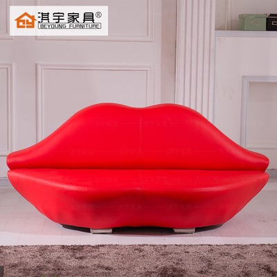 厂家直销售楼部样板间时尚创意红嘴唇沙发酒店皮艺沙发网红沙发|ru