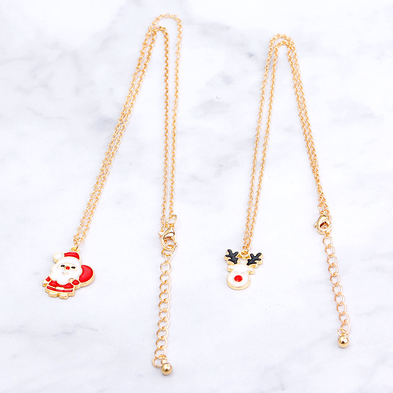 European And American New Ladies Christmas Drip Series Bell Snowman Wreath Santa Claus Necklace And Earrings Suite display picture 58