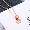 Necklace stainless steel, golden chain, short accessory, decorations, pendant, does not fade, pink gold, Japanese and Korean, South Korea, simple and elegant design