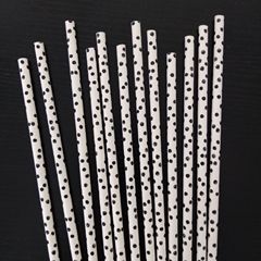 Wholesale disposable black small round dot polka dot eco-friendly paper straws for juice, drinks, bar decoration, Halloween
