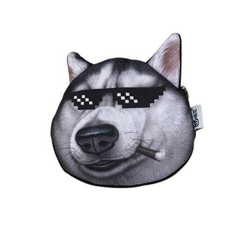 Women's Mini Fabric Wallet Cute Korean Silly Husky Creative Coin Purse - Dropshipping One Piece