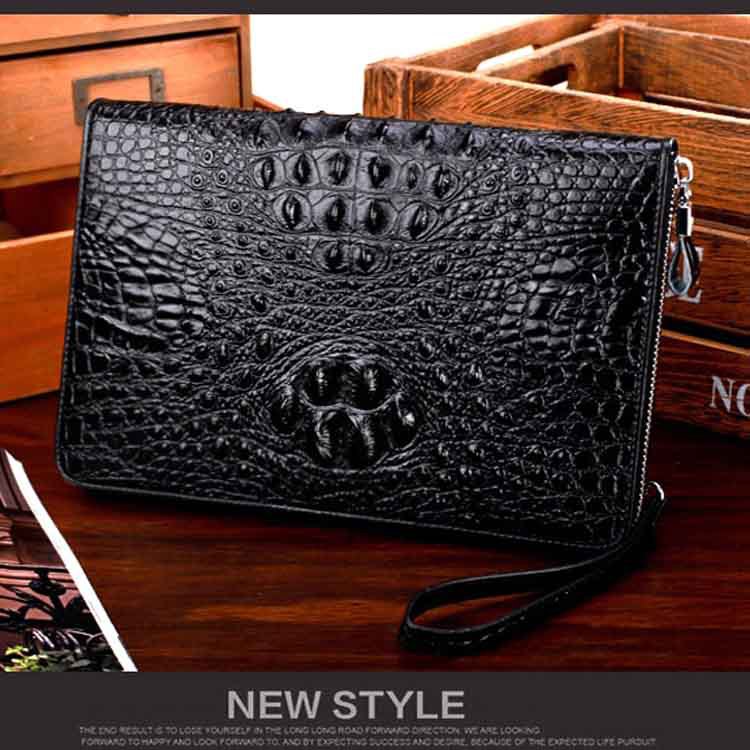 [Cross-border special]crocodile clutch bag Handbag fashion Trend Korean Edition Grab bag genuine leather cowhide Men's bag