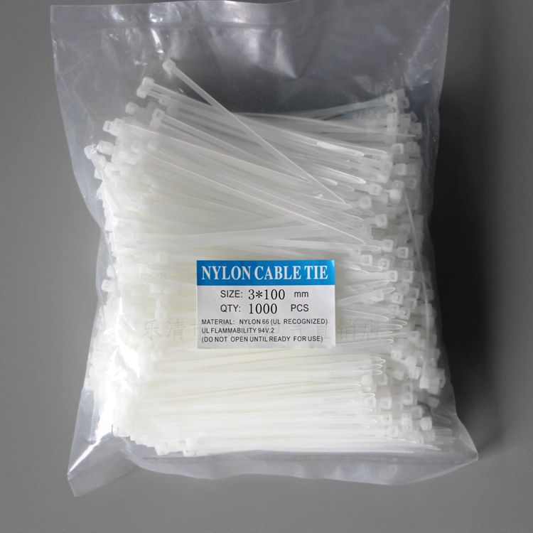 厂家直销非标3*100自锁式尼龙扎带1000条塑料捆绑扎带黑白色环保|ms