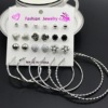 Accessory, earrings, set from pearl heart-shaped, Korean style, 12 pair