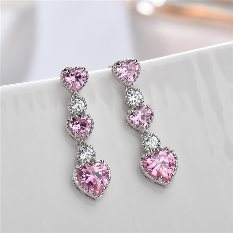 heart shape earrings copper inlaid zircon crystal Korean fashion earringspicture2