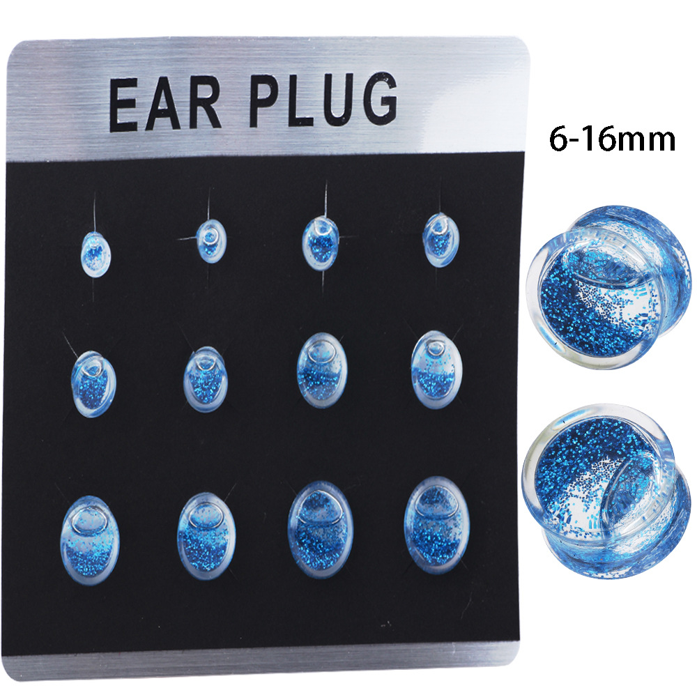 Acrylic Glow Liquid Ear Expander Stretcher 12Pcs Card Pack - Geometric Ear Gauges detail image 11