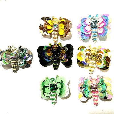 现货新款亮片蝴蝶鞋花 手工钉珠儿童头饰DIY 服装配件辅料批发|ru