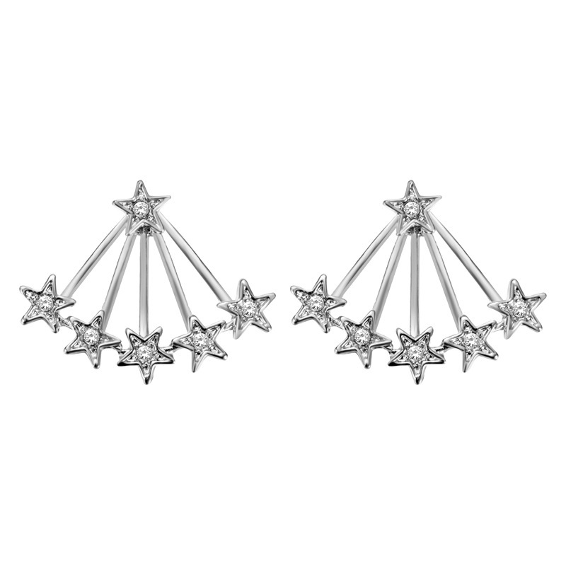 Water Drop Full Of Diamonds Stars Front And Rear Split Earrings Wholesale Nihaojewelry display picture 5