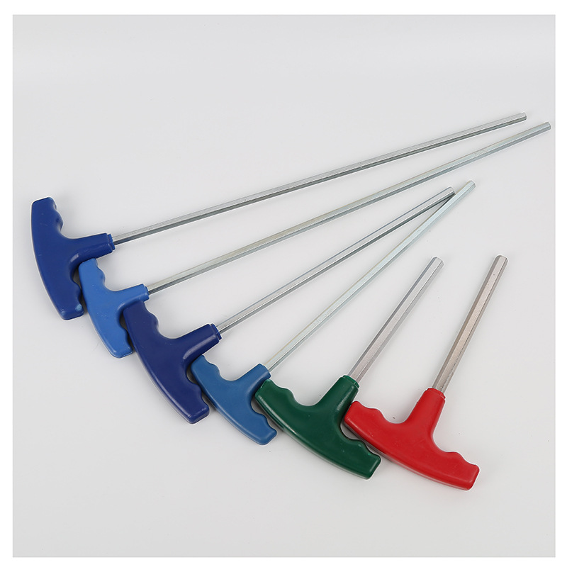 超硬加长T型内六角扳手丁字拐杖塑柄平头扳手3-4-5-6-8钥匙扳手