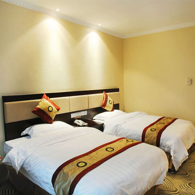 快捷酒店标准间客房床 实木家具颗粒免漆板 现代中式酒店床头柜|ms