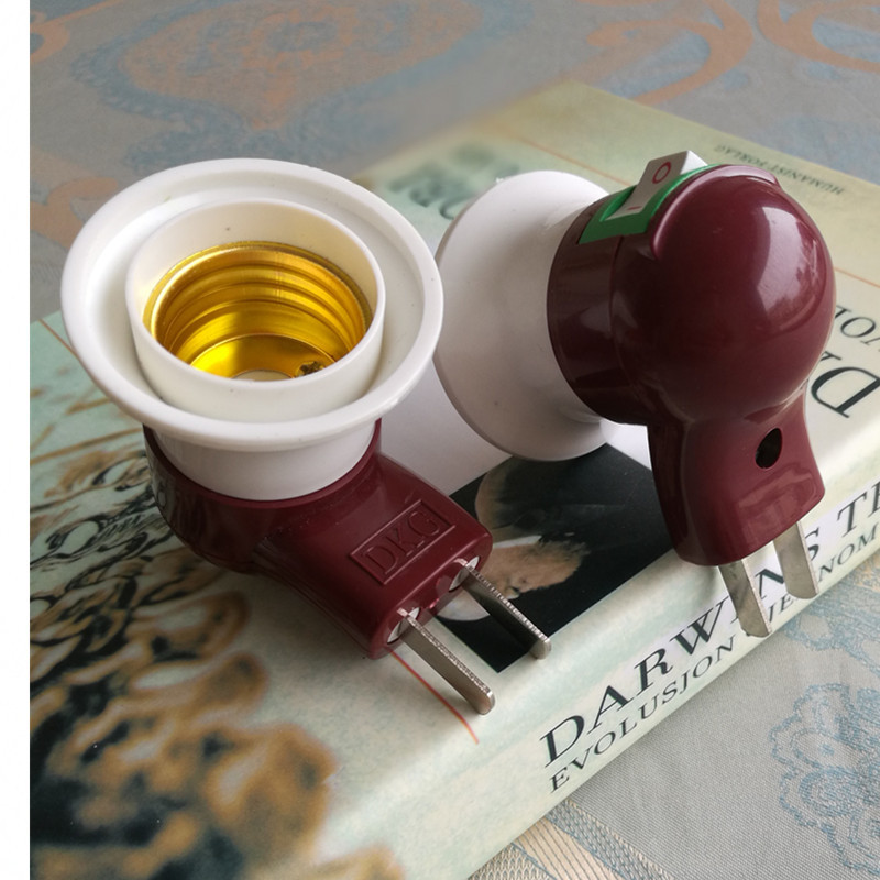 厂家直销烟斗型E27螺口插式转换灯头带开关小夜灯插座LED灯头灯座