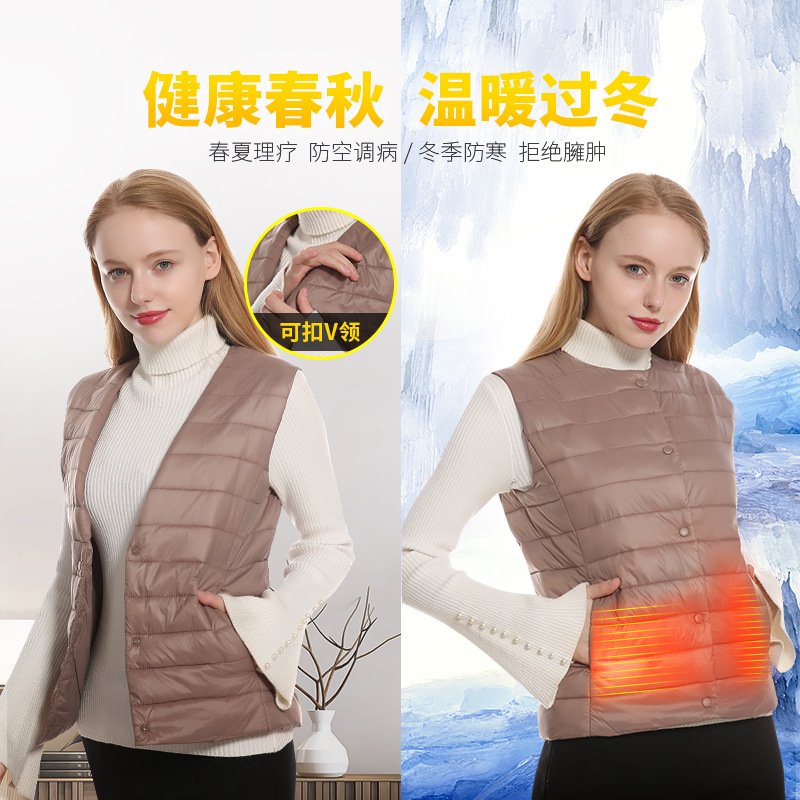 新款时尚发热衣智能休闲女士轻薄羽绒棉马甲智能恒温发热服背心