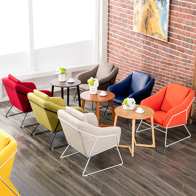 北欧铁艺沙发椅咖啡厅奶茶店餐桌椅组合休闲办公接待卡座单人沙发