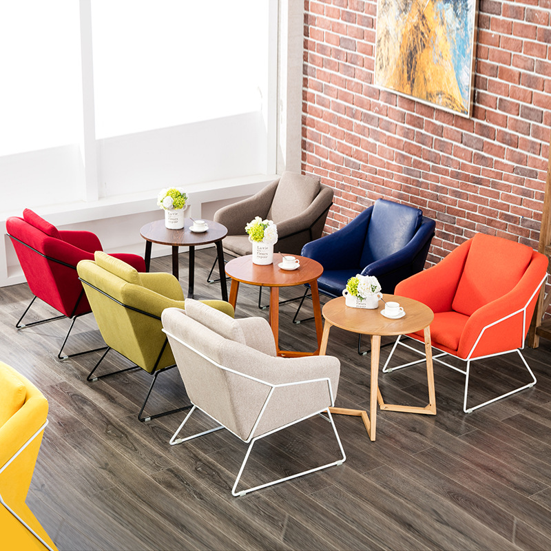 北欧铁艺沙发椅咖啡厅奶茶店餐桌椅组合休闲办公接待卡座单人沙发