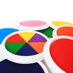 兒童手指畫印泥印台圓形幼兒繪畫塗鴉手掌畫彩色顏料可水洗