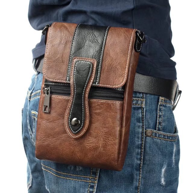 适用通用仿手机套腰包挂包复古钱包款Note8苹果8斜跨包保护套