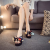 Flip flops platform, slippers, fashionable beach footwear to go out, slide with bow