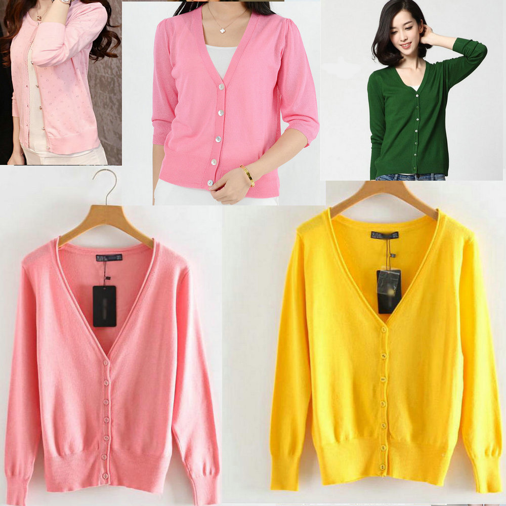 2018原单外贸实拍 薄款秋装女款毛衣 纯色长袖 休闲外套针织开衫