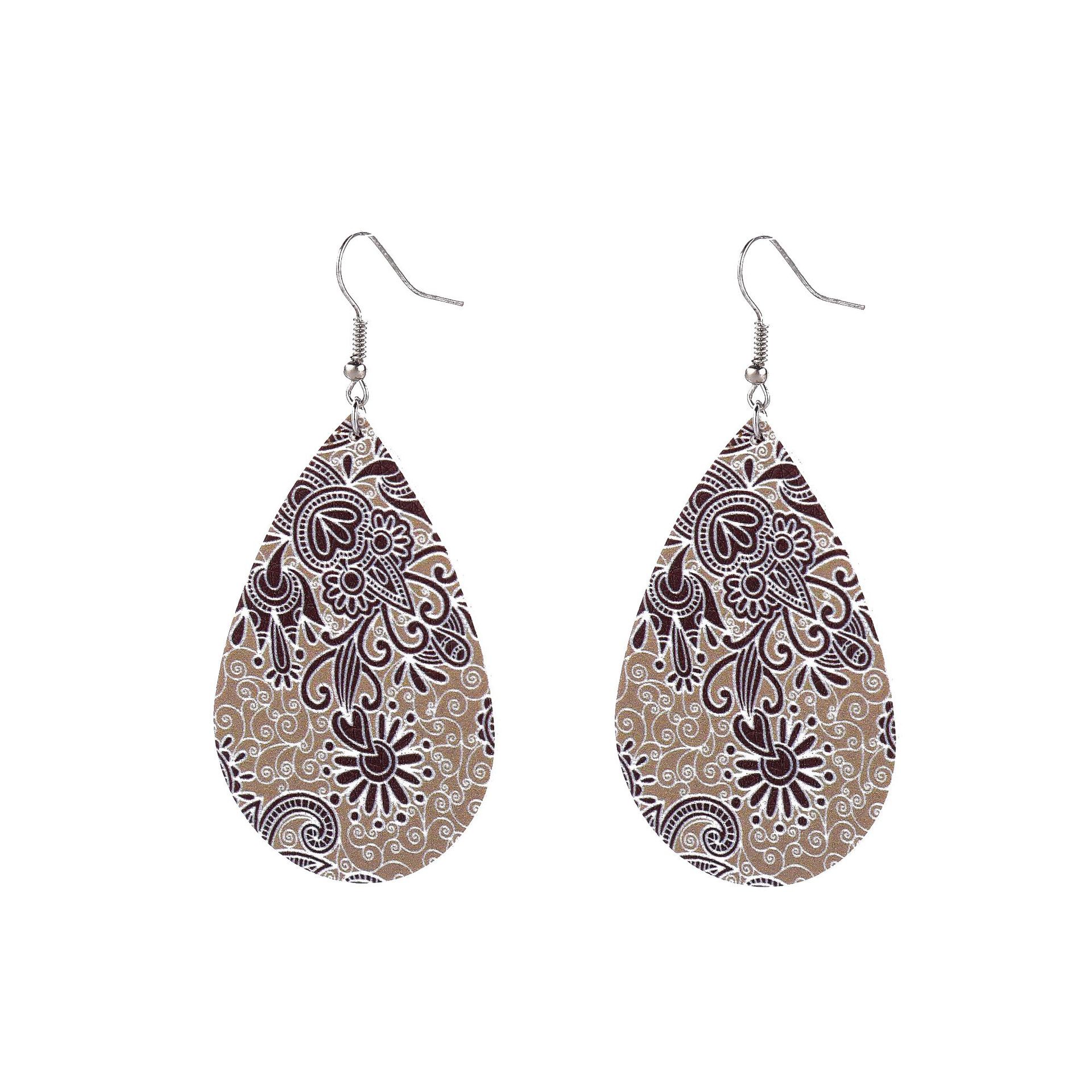 1 Pair Ethnic Style Water Droplets Pu Leather Women's Drop Earrings display picture 2