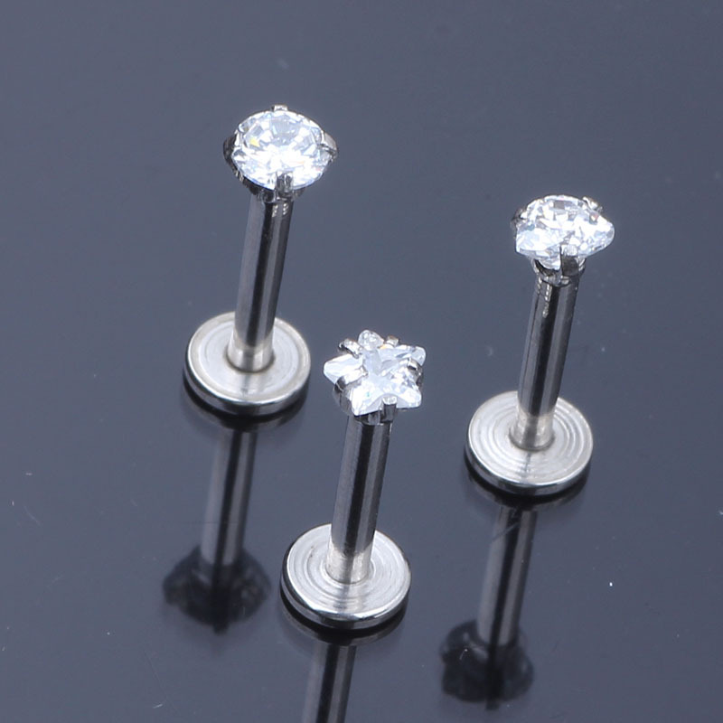 Labret stud lip piercing jewelry styling detail
