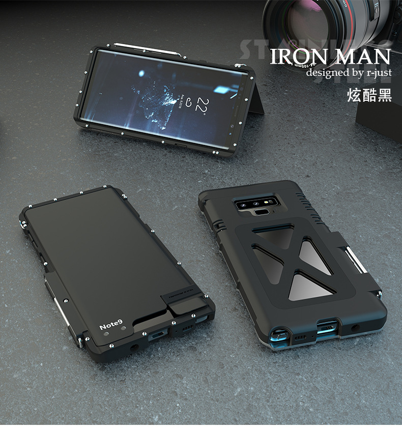 Armor King Iron Man Luxury Shockproof Stainless Steel Aluminum Metal Flip Case Cover for Samsung Galaxy Note 9