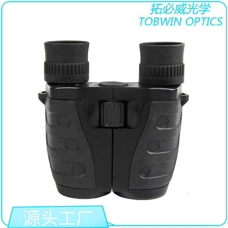 跨境供保罗双筒望远镜10X25手持便捷式绿膜高倍高清大目镜可包销