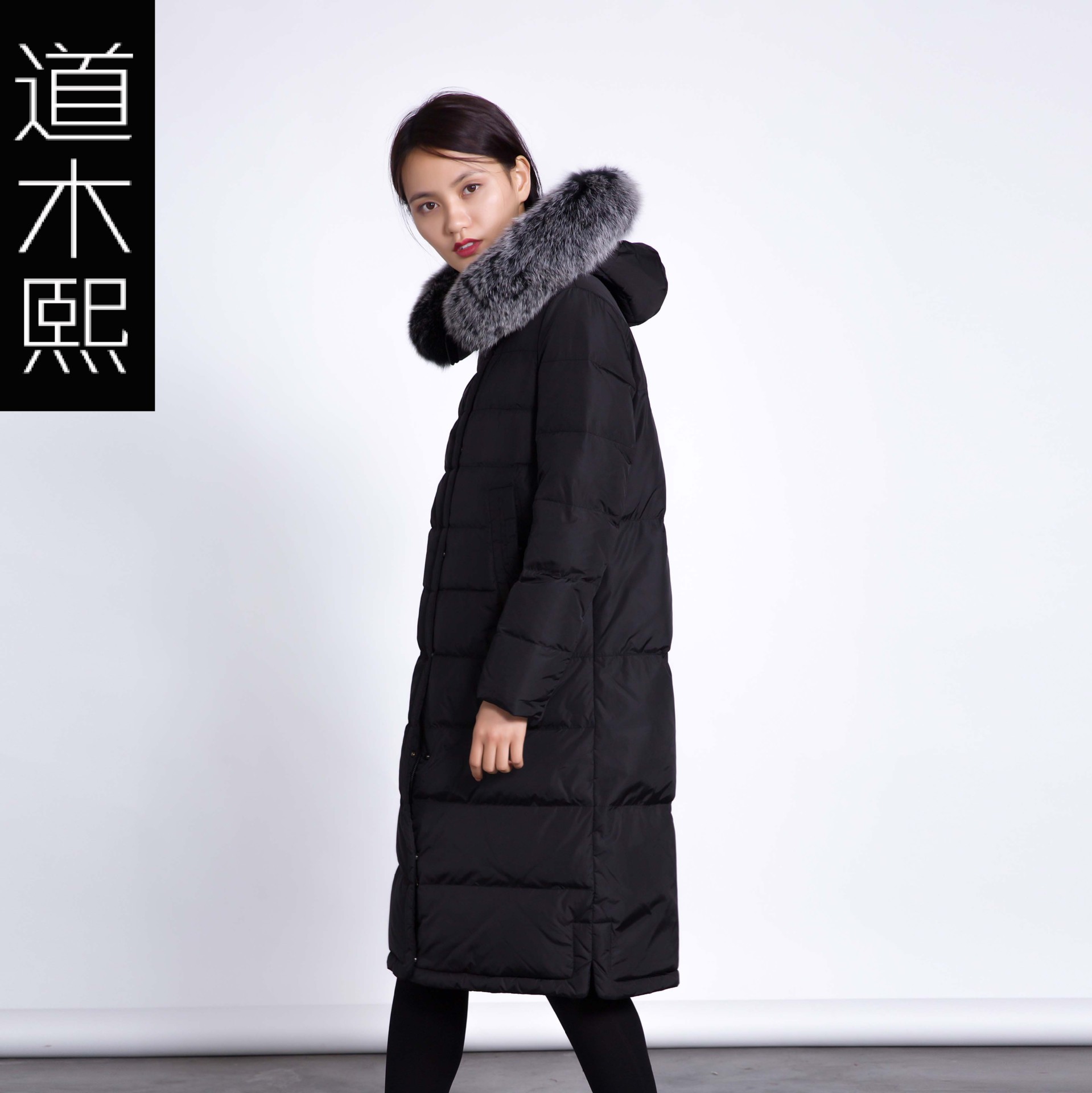 【道木熙】18秋冬新款韩版宽松中长款连帽时尚羽绒服女装厂家批发