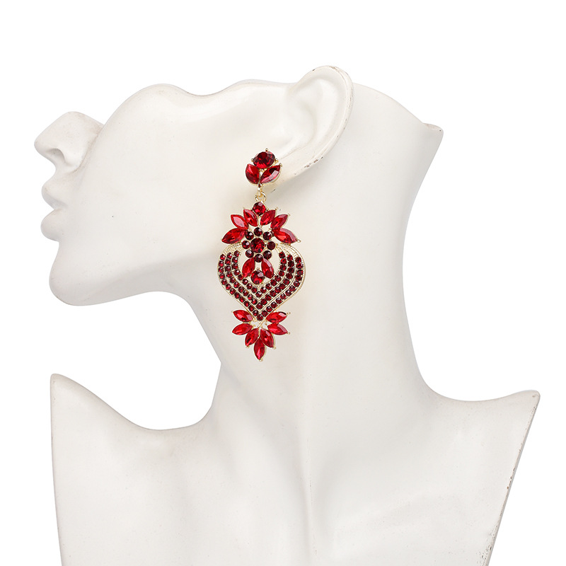 Crystal&CZ Fashion Geometric earring(red) NHJJ4953-red