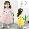 Summer cartoon rabbit with bow, dress for princess, children's clothing, wholesale