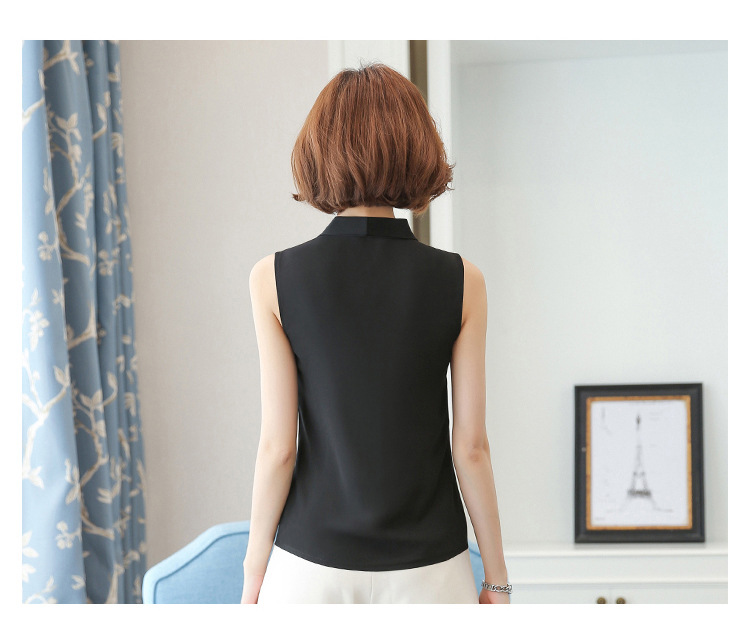 外贸雪纺衫女2022夏季新款时尚背心 V领无袖大码打底女装上衣衬衫详情24