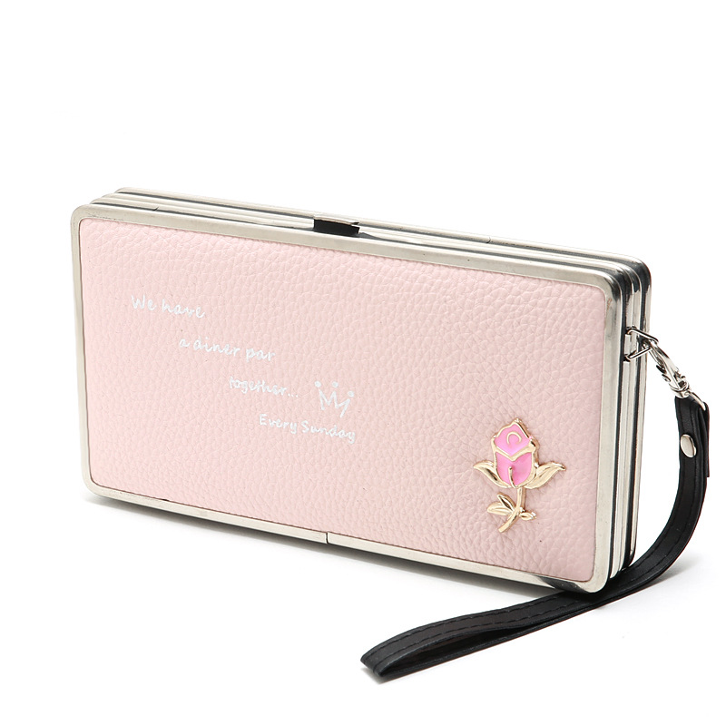 Fashion Lychee Pattern Long Multifunctional Embroidered Portable Wallet Wholesale display picture 12