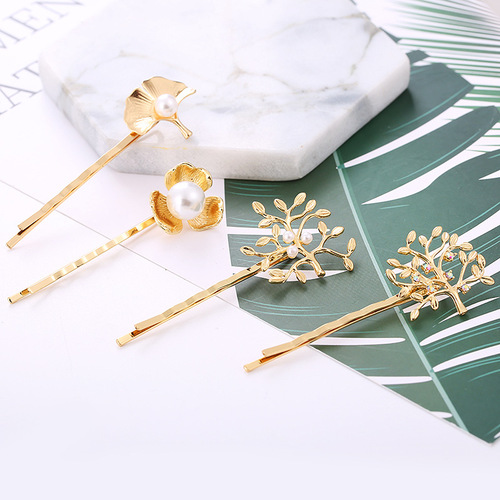 Korean-style new fashion windfall money tree maple leaf boho hair clip, women's trendy bang clip with personalized headwear