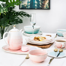 北歐ins陶瓷餐具套裝家用飯碗湯碗早餐盤子陶瓷碗碟個性瓷碗定制