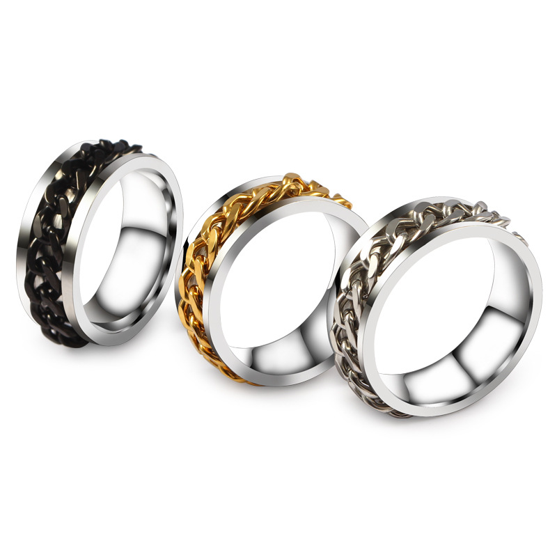 Simple Style Geometric Titanium Steel Chain Men's Rings display picture 11