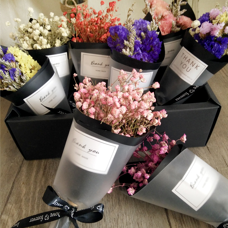 迷你干花花束满天星勿忘我生日教师母亲节礼品盒装饰花束拍照道具